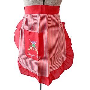 Vintage Half Apron Scottish Wemyss Bay Thistle Pocket
